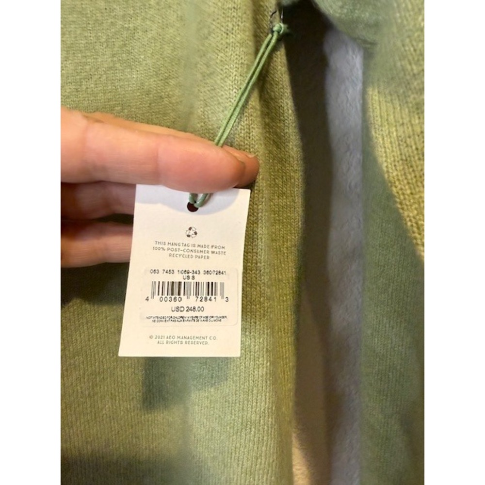 AE77 American Eagle 100% Cashmere Crewneck Sweater Sage Green 1069-343 Mens S - Picture 4 of 6